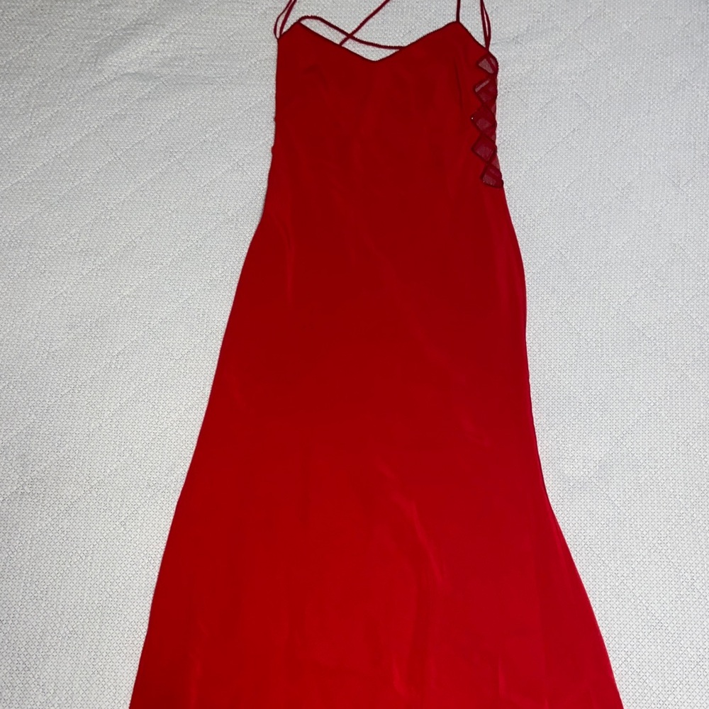Elegant Red Spaghetti Strap Dress